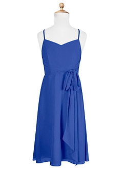 Azazie Doll Junior Royal Blue A-Line Bow Chiffon Dress image5