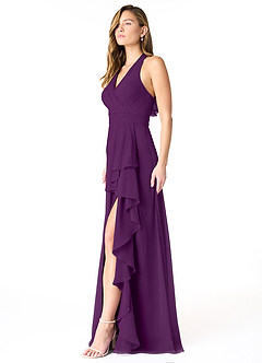 Azazie Aviv Bridesmaid Dresses Grape A-Line Pleated Chiffon Dress image3