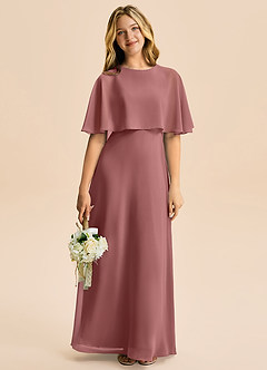 Azazie Maris Junior Abito A-Line in Chiffon Rosa Del Deserto image5