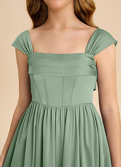 Azazie Hattie Junior Linia A Pofałdowany Satyna elastyczna Długość podłogi Młodsza druhna Sukienka image9