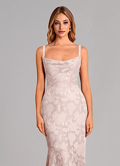 Azazie Aubrey 신부 들러리 드레스 인어 절하다 플로럴 번아웃 바닥 길이 드레스 image6