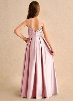 Azazie Reia Girls Formal Venta Final Vestido de Powder Blue de Satin Mate de Corte en A con Plisado image2