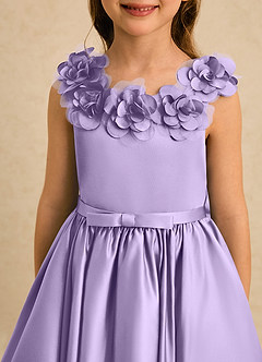 Azazie Eden Flower Girl Dresses Lilac Ball-Gown Pleated Matte Satin Dress image5