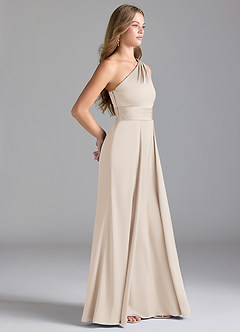 Azazie Dallas Bridesmaid Dresses White Alabaster A-Line One Shoulder Stretch Satin Dress image4
