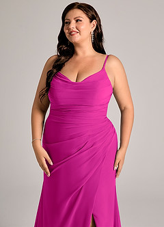 Azazie Deandra Bridesmaid Dresses Fuchsia Mermaid Pleated Chiffon Dress image12