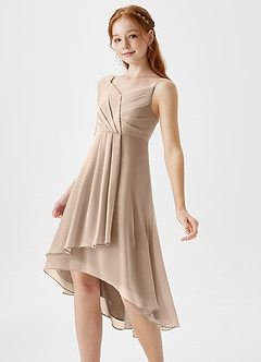 Azazie Mariam Junior Linia A Pofałdowany Szyfon Asymetryczny Młodsza druhna Sukienka image1