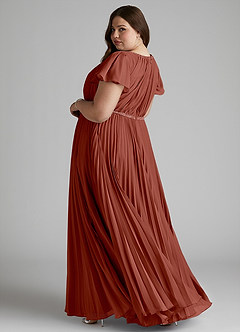 Azazie Kara vestidos de dama de honor modestos Vestido de Corte En A Plisado Hasta el suelo Gasa image11