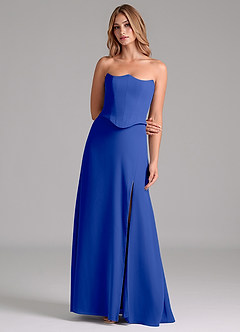Azazie Jenilyn Abiti da Damigella Abito A-Line in Chiffon Senza Cinturino Blu Reale image4