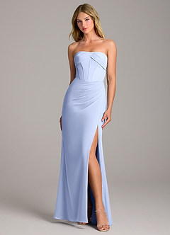 Azazie Chantel Robes de demoiselle d'honneur Robe Fourreau Convertible en Mousseline de soie Sans bretelle Eis image1