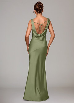 Azazie Rylina Bridesmaid Dresses Garden Sage Mermaid Stretch Satin Dress image5