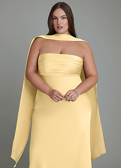 Azazie Saylor Vestidos de damas de honor Vestido Butter de Satén Elástico de Corte Sirena con Palabra de honor image18
