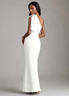 Azazie Yuanna Bridesmaid Dresses White Mermaid One Shoulder Chiffon Dress image2