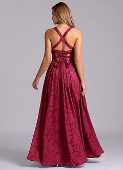 Azazie Francis Jurken voor bruidsmeisjes Jurk van Bloemen Burn-out met A-Lijn Korset Bourgondië image6