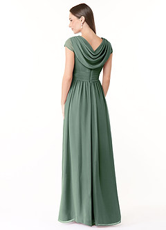 Azazie Organa Robes de demoiselle d'honneur Robe Trapèze en Mousseline de soie Plissée Eucalyptus image4