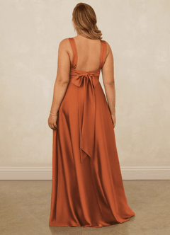 Christian Siriano Bridal for Azazie 1001 Robes de demoiselle d'honneur Robe Trapèze en Satin extensible Encolure en Forme de Cœur Cannelle image12