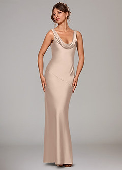 Azazie Rylina Bridesmaid Dresses English Rose Mermaid Stretch Satin Dress image3