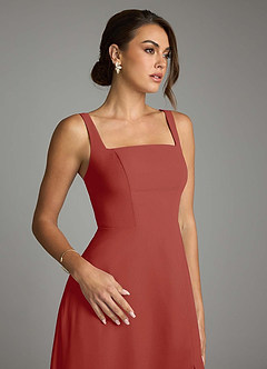 Azazie Debra Bridesmaid Dresses Terracotta A-Line with Pockets Chiffon Convertible Dress image3