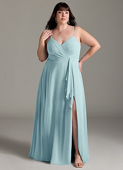Azazie Akita Robes de demoiselle d'honneur Robe Trapèze en Mousseline de soie Verre De Mer image5