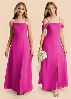 Azazie Lilly Junior Fuchsia A-Line Pleated Chiffon Dress image1