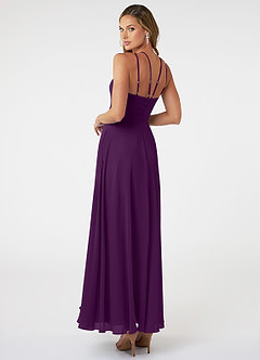 Azazie Melinda Final Sale Grape A-Line Pleated Chiffon Dress image4