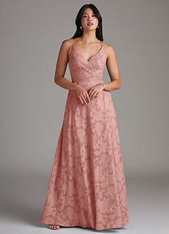 Azazie Davis Bridesmaid Dresses Rosette A-Line Pleated Floral Burnout Dress image3