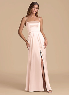 Azazie Wren Jurken voor bruidsmeisjes Jurk van Metaalachtig Satijn met A-Lijn Strapless Rosé Goud image5