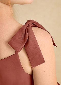 Azazie Jaci Blumenmädchenkleider A-Linie Spaghetti Riemen Chiffon Kleid Rotbraun image8