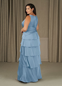 Azazie Viola Mother of the Bride Dresses Powder Blue A-Line Pleated Stretch Satin Dress image8