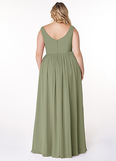 Azazie Keyla Bridesmaid Dresses Pistachio A-Line V-Neck Pleated Chiffon Dress image7