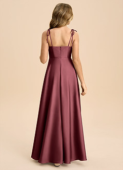 Azazie Popsy Junior A-Linie Schleifen Stretch-Satin Kleid Merlot image2