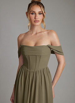 Azazie Caterina Abiti da Damigella Abito A-Line in Chiffon Corsetto Willow Green image8