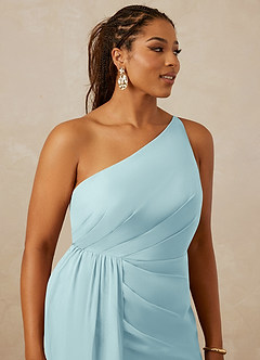 Christian Siriano Bridal for Azazie 1003 Bridesmaid Dresses Sea Glass Sheath One Shoulder Chiffon Dress image14