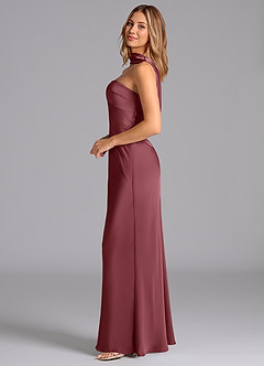 Azazie Lusinda Bridesmaid Dresses Desert Rose Mermaid Strapless Stretch Satin Dress image5