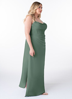 Azazie Mai Bridesmaid Dresses Eucalyptus Sheath Pleated Chiffon Dress image10