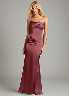 Azazie Sorrel Bridesmaid Dresses Desert Rose Mermaid Strapless Stretch Satin Convertible Dress image5