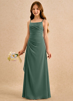 Azazie Cannoli Girls Formal Flower Girl Dresses Sea Moss A-Line Pleated Chiffon Dress image3