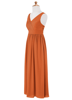 Azazie Kora Junior Cinnamon A-Line Pleated Chiffon Dress image7