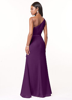 Azazie Liza Bridesmaid Dresses Grape Mermaid One Shoulder Chiffon Dress image4