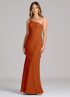 Azazie Monroe Brautjungfernkleider Etui One-Shoulder Chiffon Kleid Paprika image1