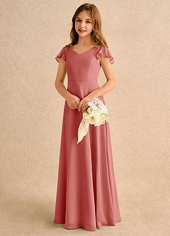 Azazie Nari Junior Formal Flower Girl Klänningar Klä A-Line i Chiffong med ärmar image3