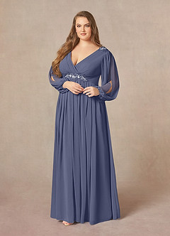 Azazie Gypsy Abiti per la Madre della Sposa Abito A-Line in Chiffon con Scollo a V e Paillettes Stormy image10