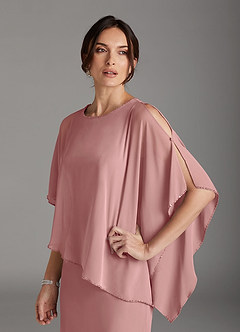 Azazie Sparrow Abiti per la Madre della Sposa Abito Tubino in Chiffon Paillettes Rosa Polverosa image6