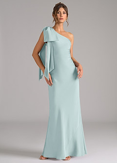 Azazie Capri Bridesmaid Dresses Mist Mermaid One Shoulder Stretch Satin Dress image1