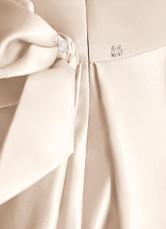 Azazie Lady Flower Girl Dresses White Alabaster A-Line Pleated Matte Satin Dress image6