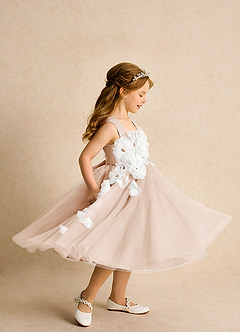 Azazie Dovey Flower Girl Dresses English Rose Ball-Gown Bow Tulle Dress image5