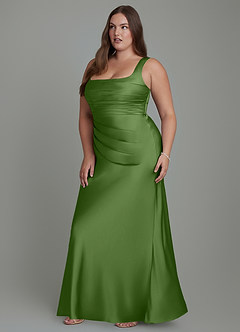 Azazie Agustina Robes de demoiselle d'honneur Robe Sirène en Satin extensible Corset Basilic image11