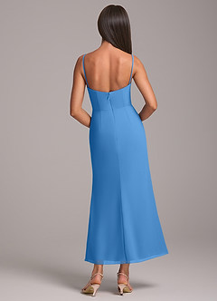 Azazie Saige Bridesmaid Dresses Blue Jay Sheath Off the Shoulder Chiffon Convertible Dress image8