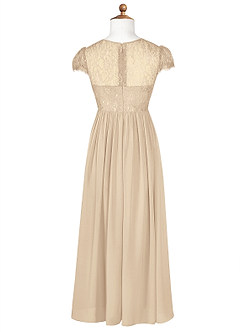 Azazie Delevingne Junior Champagne A-Line Lace Chiffon Dress image7