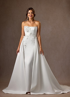 Azazie Sersi Wedding Dresses Diamond White Mermaid Strapless Matte Satin Dress image10