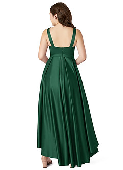 Azazie Inaya Junior A-Linie Gürtel/Schärpe Stretch-Satin Kleid Dunkelgrün image2